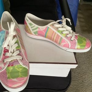 Coach multicolor patchwork sneakers tennis shoe size 8